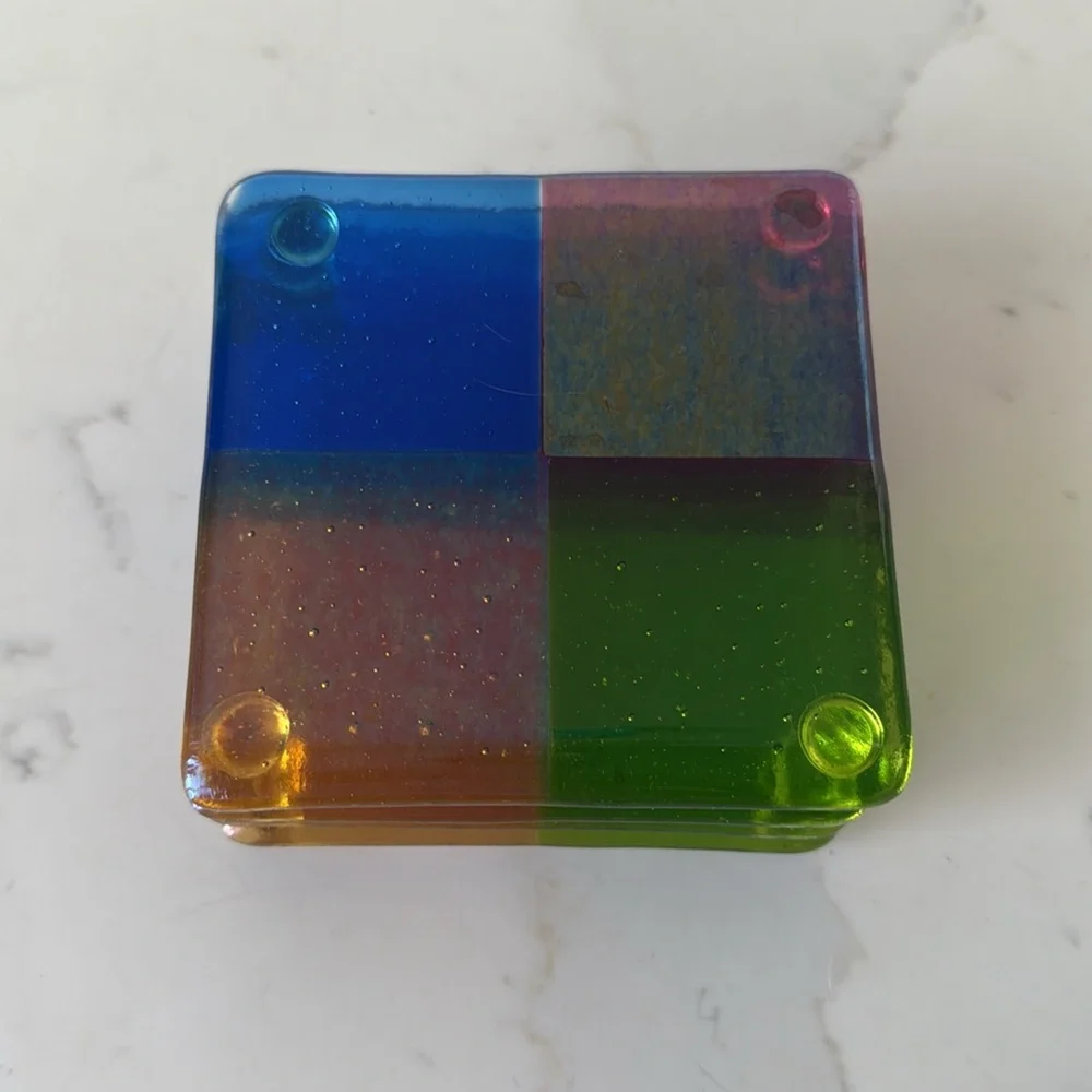 Color Block  Glass Coasters Set of 4